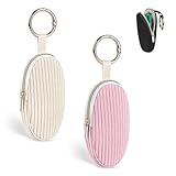 2 Stück 10,5 * 5,5 * 1,5cm Mini Tasche Kleine Kosmetiktasche für Handtasche Damen Schminktasche Reise Tragbare für Lippenstift Zubehör Organizer mit Schlüsselring Geschenk Beste Freundin(Beige&Rosa)