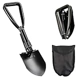 Klappspaten, 46,5 cm Multifunktional Campingschaufel, multifunktionale klappschaufel Camping Schaufel, Abnehmbar Klappschaufel mit Tragetasche, für Outdoor-Wandern, Jagen, Garten(Schwarz)