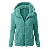 ZYPAINIY Sweatjacke Damen Zipper Plüschjacke Damen Gefüttert Sweatjacke mit Kapuze Fleecejacke Wärme Plüschjacke Flauschig Winterjacke Fleece Hoodie