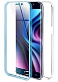 ONEFLOW Touch Case für Samsung Galaxy S6 Edge Hülle 360 Grad Komplett Schutz beidseitig, Handyhülle mit Displayschutz, TPU Schutzhülle durchsichtig vorne und hinten stoßfest, Blau