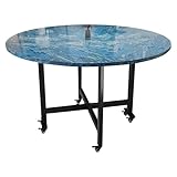 Faltbarer Küchentisch mit Rollen, platzsparend, ausziehbarer Tisch, stabiler Esstisch aus Holz für kleine Wohnungen oder Küchen, Blau (100 x 75 cm)