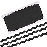 RIC Rac Trim, 5mm 25m Schwarz Gewebte Borten und Bänder zum Nähen Fransenbesatz Zackenlitze Stoffband für Nähen Kleidung Kleid DIY Basteln Geschenkverpackung Hochzeit Party Dekoration