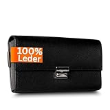 Cocoono Kellner Geldbörse aus Echtleder – Robustes Kellnerportemonnaie mit 6 Geldschein-Fächern, Münzfach & Reißverschluss – Profi Gastro Kellnerbörse & Taxi Geldbeutel – Schwarz