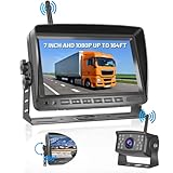 Hikity 2022 Neu AHD Kabellos Digital Rückfahrkamera Set mit 7‘’ Split-Screen Monitor IPS Bildschirm & IP66 wasserdichte 18IR Nachtsicht Auto Rückfahrkamera, 12-36V für Auto LKW Wohnmobil Anhänger Van