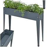 tectake® Hochbeet Metall, Blumenkasten Balkon und Garten, als Frühbeet, zur Anzucht, als Mini Gewächshaus, als Kräuterbeet, Gemüsebeet, Blumenbank mit Ablauföffnung, Blumentopf mit Füßen - anthrazit