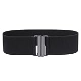 Syuer Damen Breiter Elastischer Taillengürtel Cinch Gürtel Trimmer Stretchbund (XXL-XXXL (88-108cm), Schwarz (Schnalle schwarz))