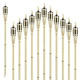 Yznahre Gartenfackeln Bambus, Ölfackeln für draußen, mit Docht, Höhe: 90 cm, Bambusfackeln Bambusfackel, für draußen deko Gartenparty (10er Set)
