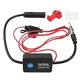 Autoradio Antennenverstärker 12V FM Antennenverstärker Auto Universell FM Signal Booster Antennenverstärker mit Kleber und Roter Clip für Fahrzeug KFZ Autoradio