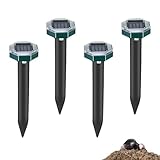 Maulwurf Vertreiber Ultraschall, Maulwurfschreck Solar Wühlmausschreck mit Extremen Wirkradius, Wühlmaus Vertreiben für Anti Maulwurf, Wühlmäuse, Gopher, Schlangen, 4 Stück