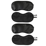 TingDongWei 4 Stück Schlafmaske für Herren und Frauen, Ultraweiche Augenmaske Schlafmasken mit Verstellbarem Gummiband für Yoga Reisen Nickerchen (Schwarz)