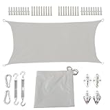 Sonnensegel mit Befestigungsseile, Sonnenschutz Wasserdicht, UV-Schutz Windschutz, Sonnensegel Polyester Rechteckig Reißfest mit ösen Seil für Garten Terrasse Balkon, Camping-3x4m-Hellgrau