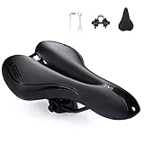 ENJOHOS Fahrradsattel, Fahrradsitz Wasserdicht PU für Mountainbike Trekking Tourensattel Rennrad (Schwarz)