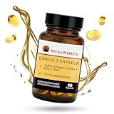 Vitalpfoten 60 Omega-3 Fettsäuren Kapseln für Hunde & Katze hochdosiert mit 55% DHA + EPA Fettsäuren aus Sardellen-Fischöl, extra kleine Omega 3 Kapsel