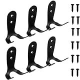 LYMYWUJIN 6 Stück Doppel-Türhaken, Kleiderhaken, Doppelzinken, Wandmontage, Kleiderhaken, Huthaken, Doppel-Bademantelhaken für Küche, Schlafzimmer, Wand, Badezimmer, zum Aufhängen mit 12 Schrauben