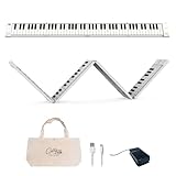 BLACKSTAR Zusammenklappbares, tragbares Klavier von Blackstar | 88 Tasten Tragbares Klavier mit eingebautem USB-Akku und MIDI über USB 128 Klänge Klaviertastatur 1,6kg, 33cm, BA203010