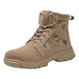 JiaMeng-ZI Anti-Smash und Anti-Pannen-Arbeitsschutzschuhe Herren, S3 Winterstiefel rutschfeste Stahlkappen-Sicherheitsschuhe, Verschleißfeste Wasserdicht Hoch-Arbeitsstiefel (H31-Khaki, 45)