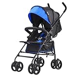 VEVOR Leichter Kinderwagen, kompakt, einfach zusammenklappbar, Multipositions-Rückenlehne, Rahmen aus Karbonstahl, großer Aufbewahrungskorb, Regenschirm, Kleinkind-Baby-Kinderwagen für Reisen und mehr