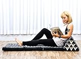 Leewadee - Bequeme Japanische Bodenmatratze - Thai Bodenliege mit Dreieckskissen - Futon Klappmatte - Thai Massagematte, 170 x 53 cm, Anthrazit Schwarz