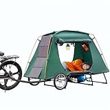 Jagahaha Fahrradanhänger Zelt, Faltbarer, wasserdichter Fahrradwohnwagen mit 16 Zoll Geländerädern, PU2000mm, schneller Aufbau in 2 Minuten, erhöhtes Schlafe, Perfekt E-Bike Camping