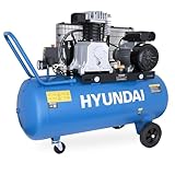 HYUNDAI Kolbenkompressor BAC3100E – Druckluft-Kompressor mit 3 PS (2.2 kW), 100 l Kessel, 10 bar, 230 V, max. Abgabeleistung 250 l/min, Keilriemenantrieb