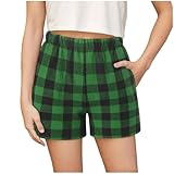 Jungen Schlafanzughose Lang Elastische Taille Pyjamahose Kinder Kariert Freizeithose mit 2 Taschen Schlafanzüghosen Hose in Bonbonfarben (Green, 12-13 Years)