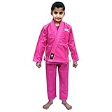 G4 VISION BJJ Kids Jiu Jitsu Gi, brasilianische Jiu Jitsu-Uniform, Kinder, Grappling, sanforisiert, Kimonos, leichter weißer Gürtel, Pink, K0000