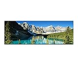 Paul Sinus Art Panoramabild auf Leinwand und Keilrahmen 150x50cm Nationalpark Berge Waldsee Bäume Schnee