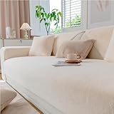 GKXLH Sofa überzug Waschbar - Neu Weiche Nerz Samt Sofabezug 1 2 3 Sitzer, Anti-Rutsch Sofa Cover, Couch überzug Ecke Sofa Bezug für Sektionssofa, Sofa überzug L Form Möbelschützer (Beige Weiß)