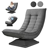 Asukale Bodenstuhl 360° drehbar, Bodensessel mit Verstellbarer Rückenlehne, Bodensofa klappbar, Lazy Sofa, Gaming Relax Boden Sessel, Grau