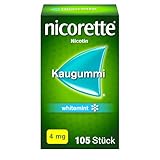 NICORETTE Kaugummi 4mg whitemint – Nikotinkaugummi zur Raucherentwöhnung – Zahnweißeffekt – Minzgeschmack – 4mg Nikotin – 105 St.