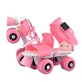 Rollschuhe für Mädchen, Rollschuhe mit 4 Rädern, Doppel-Rollschuhe für Anfänger, einfach zu bedienen für , Mädchen, Tochter, Sohn, , Schwester im Innen- und Außenbereich.