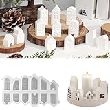 Silikonformen Gießformen Häuser WISIRENT, 12 Stück Silikonform Mini Häuser Weihnachtshaus Silkonform, Silikonform Häuser Kerzenhalter Gießformen Silikon Haus für Weihnachten, Halloween, Ostern