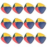 ANNTIM 12 Stück Juggling Balls, Jonglierbälle Kinder, Vierfarbiges Patchwork Jonglierbälle Anfänger, 5cm Jonglierbälle Set Spiele Zirkus Clown Farbige Jonglierbälle, Ideal für Kinder & Anfänger