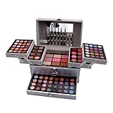 JasCherry Schminkkoffer Multifunktions Schmink Kosmetik Make-up Set mit Lipgloss, Lidschatten, Blush Rouge, Pressed Powder Pulver - Schminkset Etui Box für Gesicht, Augenbraue, Augen und Lippen #B
