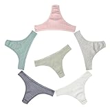 KNITLORD 6er Pack String Tanga Damen Baumwolle Unterhosen Atmungsaktive Unterwäsche Frauen Weich Panties Mehrpack - Rippen S