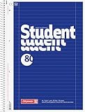 BRUNNEN Collegeblock Student | A4, Lineatur 27, 80 Blatt, blau