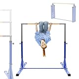 Hauki Gymnastik Turnreck, Blau, Gymnastikstange faltbar, Kinder Gymnastics Bar, Reckstange höhenverstellbar 95,5-150 cm, Turnstange Holz/Stahl, Trainingsgeräte Indoor/Outdoor Übungsstange Heimtraining