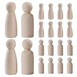 20 Stück Holzfiguren zum Bemalen Spielfiguren Puppen zum Anmalen Holz Familie Figuren Holzkegel Dekoration DIY für Basteln Malen Weihnachten Hochzeit Geburtstag Dekoratio (65 mm)