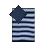 Traumschlaf Jersey Melange Wendebettwäsche Stripe blau 1 Bettbezug 135 x 200 cm + 1 Kissenbezug 80 x 80 cm