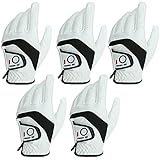 LOVMEAD Golfhandschuhe Herren Linke Hand 5 Stück, Allwetter Leder Cabretta Griff Golf Handschuh Links Hand Weicher Komfort Passform Größe XL (Linke Hand, XL)