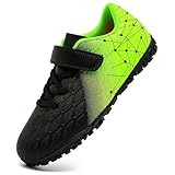 PiDaGlobal Kinder Fußballschuhe Jungen Mädchen Hallenschuhe Kunstrasen Kickschuhe Futsal Schuhe Fussballschuhe Indoor Outdoor Athletics Professionelle Trainingsschuhe 36EU Schwarz/Grün