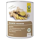 Raab Vitalfood Bio Ingwer-Pulver Premium mit Pfeffer, vegan, enthält natürlicherweise Gingerol, laborgeprüft in Deutschland, 100 g 3696
