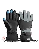 OutdoorMaster Skihandschuhe Damen & Herren, 3M Thinsulate Wasserdicht Schneehandschuhe, Winter Warme Winddichte Snowboard Handschuhe mit Doppel-Tasche