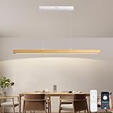 BOBOPAI Holz LED Pendelleuchte Esstische Dimmbare Hängelampe Esszimmer Esstischlampe Fernsteuerung und App-Steuerung, Modern Design, Einstellbare Farbtemperatur/Helligkeit/Höhe,L100CM/36W