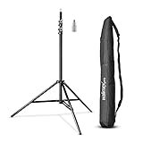 Walimex pro Lichtstativ WT-806 bis 256 cm Höhe, Blitzstativ mit Federdämpfung inkl. 3/8' Adapter & Tasche, Lampenstativ bis 6 kg, Studiostativ für Ringlicht, Reflektor, Blitz & Video