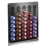 MOLEDINO Kapselhalter Wand - Kaffeekapseln Aufbewahrung & Kaffee Organizer für Nespresso Original (40 Kapseln) - Acryl,Magnetisch und Kleben,Platzsparend für Wohnwagen & Küche (Schwarz + Transparent)