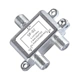 2-Fach SAT Splitter, Koaxial Verteiler, Sat Splitter, Antennenverteiler SAT Verteilerfür Satelliten und Kabelanlagen, TV Signalverteilung Stromversorgung, 5-2400 MHz, 2 Receiver Gleichzeitig Betreiben