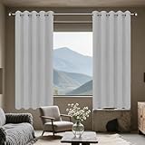 HOUXINZ Vorhang Verdunkelung Ösen 210 x 300 cm Thermo Vorhang Gegen Kälte Und Hitze Modern Schlaufenschal/Ösenschal mit Ösen, Waschbar für Wohnzimmer Schlafzimmer, Hellgrau