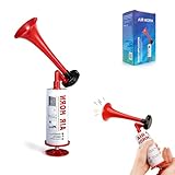 Fanfare Druckluft Hupe,Megafon Tröte Manuelle,Airhorn aus Metall,Signalhorn für Boote,Fußball Fanartikel zum Anfeuern,Handball Zubehör,Alarm (Rot)