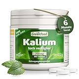 Kalium Tabletten - Hochdosierte 250 mg Kaliumcitrat pro Tablette (360 vegane Tabletten) - Unterstützt Nerven, Muskeln und Blutdruck - ohne künstliche Zusätze, ohne Gentechnik, laborgeprüft - Greenfood